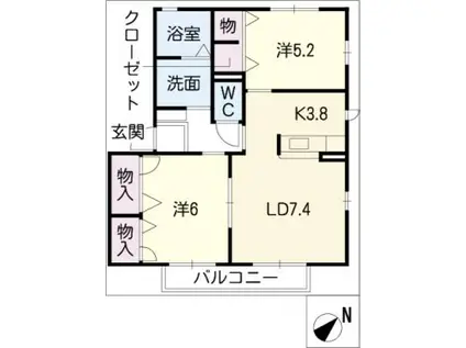 TERRACE・SOLCIEA棟(2LDK/1階)の間取り写真