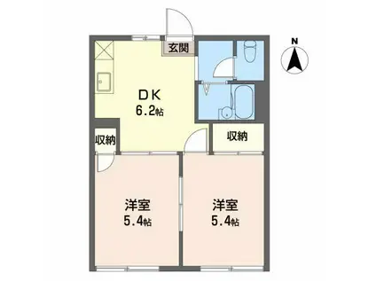 フレグランスグリンピース(2DK/2階)の間取り写真