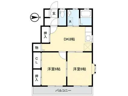 ラ・フォーレ122(2DK/1階)の間取り写真