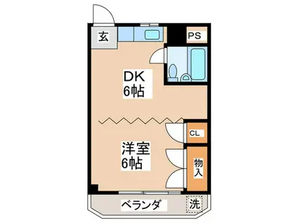 マンションアイダ(1DK/2階)の間取り写真