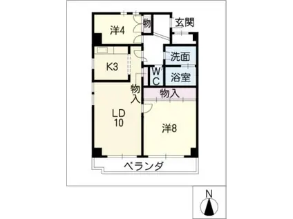 ヴェルドミールOKADA(2LDK/3階)の間取り写真