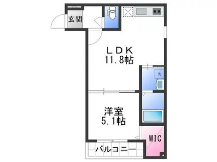 フジパレス北新金屋丁(1LDK/1階)の間取り写真