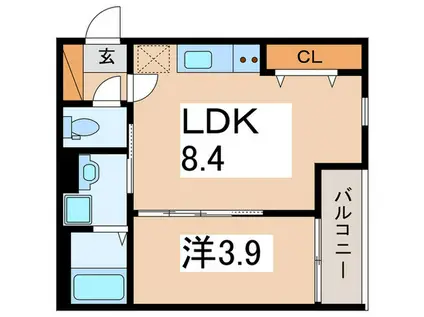 CRASTINE東林間(1LDK/3階)の間取り写真