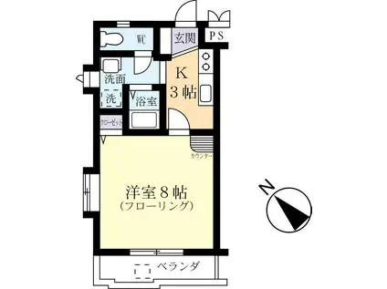 TS-II(1K/3階)の間取り写真