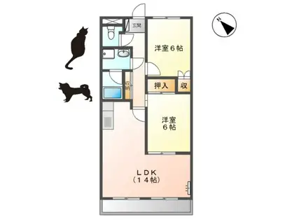 グランドール十王(2LDK/2階)の間取り写真