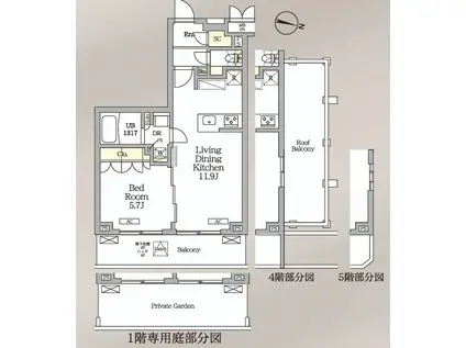 ミレーネ滝野川(1LDK/1階)の間取り写真