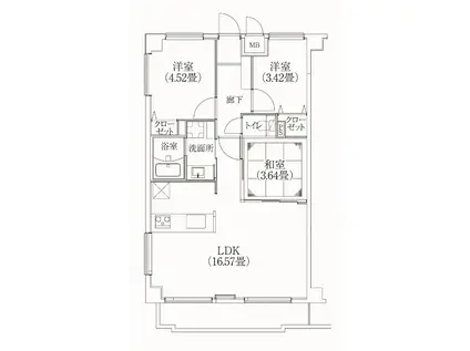 コスモリード学芸大学 (3LDK/1階)の間取り写真