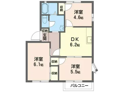SHM ファミリアミズノ2(3DK/2階)の間取り写真