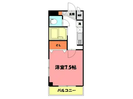 リライアンス西明石壱番館(1K/3階)の間取り写真