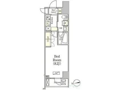アジールコート品川中延サウス(1K/8階)の間取り写真