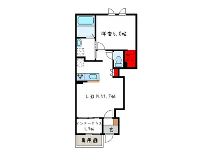 メゾン・ド・ヴェルデ若江(1LDK/1階)の間取り写真