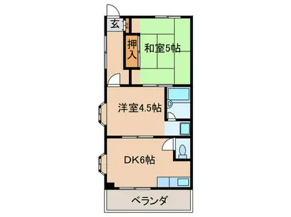 サンロイヤル21(2DK/2階)の間取り写真