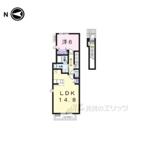 ベル・エトワールB棟(1LDK/2階)の間取り写真