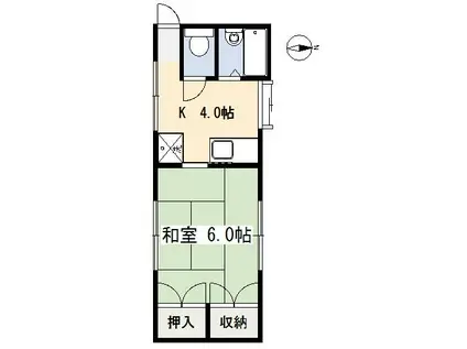 コーポ若松II(1K/2階)の間取り写真