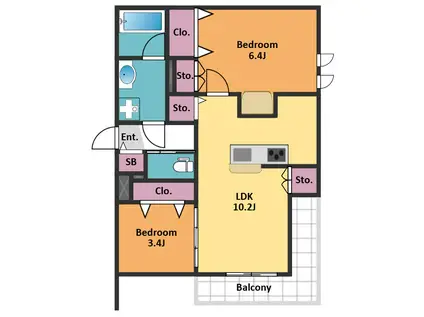 多摩川2丁目メゾン(2LDK/1階)の間取り写真