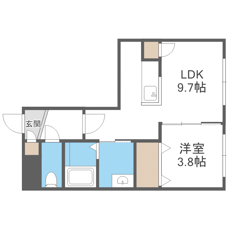 HALENIX札幌医大前(1LDK/1階)の間取り写真