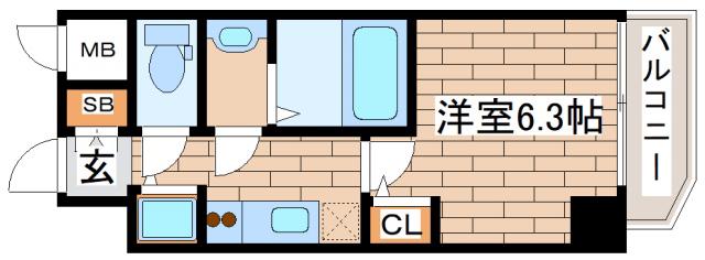 エスリードレジデンス神戸三宮(1K/5階)の間取り写真