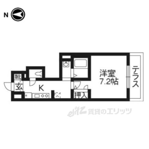 エトワール紫竹3(1K/1階)の間取り写真