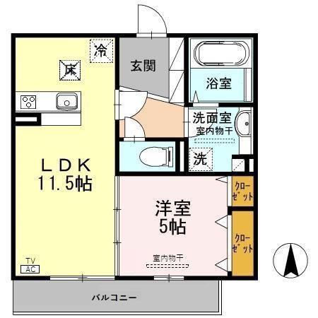 アンソレイエ(1LDK/1階)の間取り写真