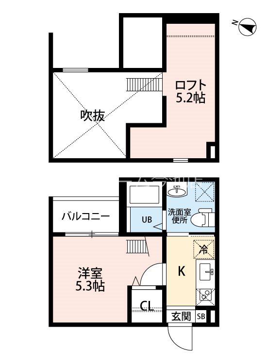 E.S.プレミア(1K/1階)の間取り写真