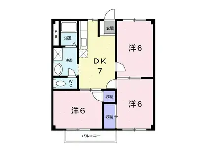 アクティブコート嘉島B(3DK/2階)の間取り写真