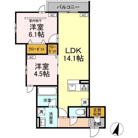 セレスティア扇VII(2LDK/3階)の間取り写真