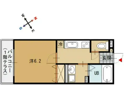 グランドソレイユ(1K/1階)の間取り写真