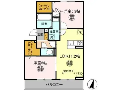 グリーン(2LDK/2階)の間取り写真