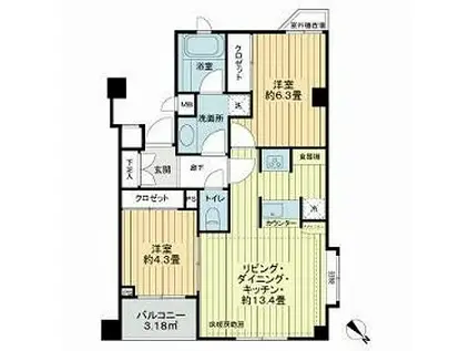 ミオカステーロ上池袋2(2LDK/2階)の間取り写真