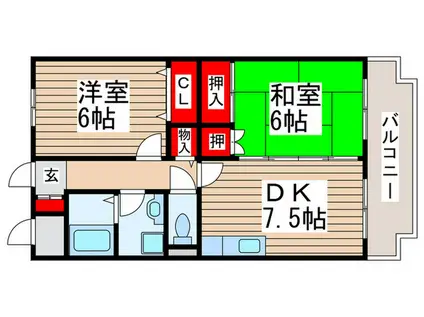 アデリアガーデン(2DK/2階)の間取り写真