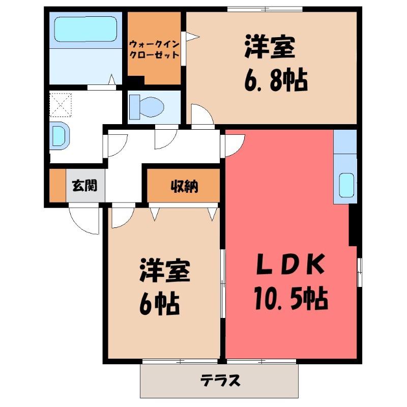 スクエアガーデンB(2LDK/1階)の間取り写真
