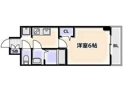 プレサンス四天王寺前夕陽ヶ丘ヴィリード(1K/11階)の間取り写真