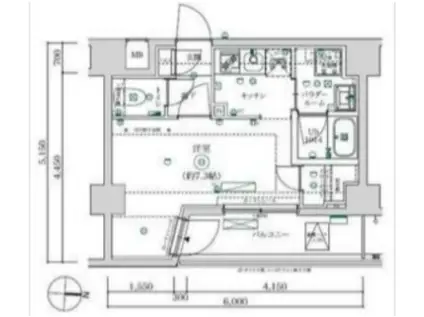 マキシヴ武蔵新城トレ(1K/4階)の間取り写真