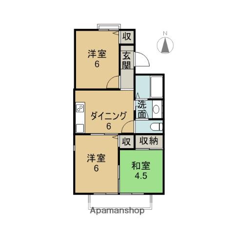 グリーンフルカマダ(3DK/1階)の間取り写真