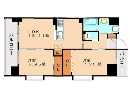ウィングス穴生(2LDK/3階)の間取り写真