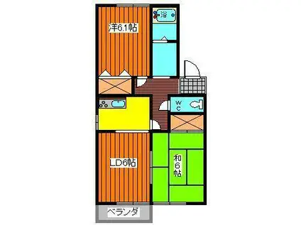 セジュールサニー(2LDK/2階)の間取り写真