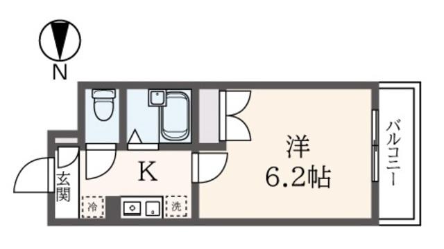 サウスィング上大岡(1K/2階)の間取り写真