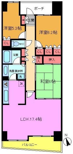 パークハウスプレシア(3LDK/20階)の間取り写真