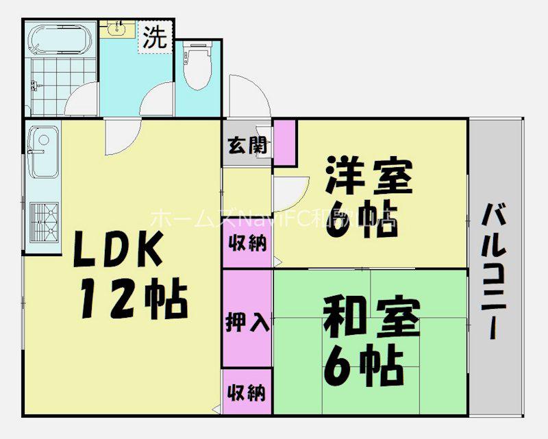グリーンフル内原(2LDK/2階)の間取り写真