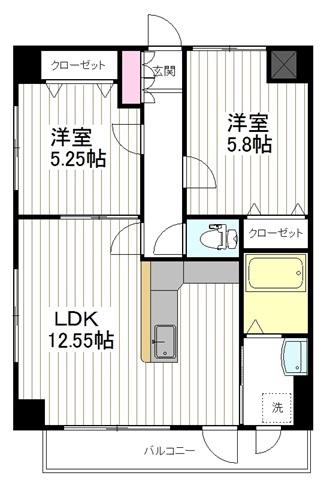 エルフ台原(2LDK/2階)の間取り写真