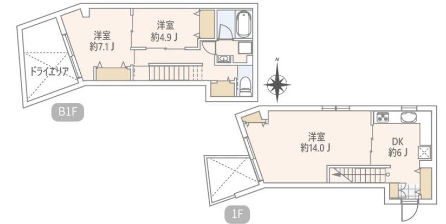 GRANDSTORY用賀II(3DK/B1階)の間取り写真
