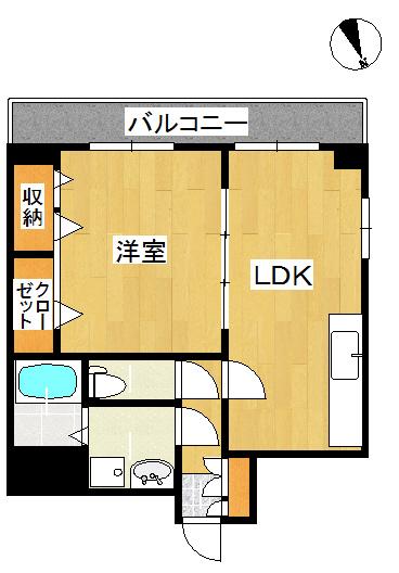 リバーコートC(1LDK/4階)の間取り写真