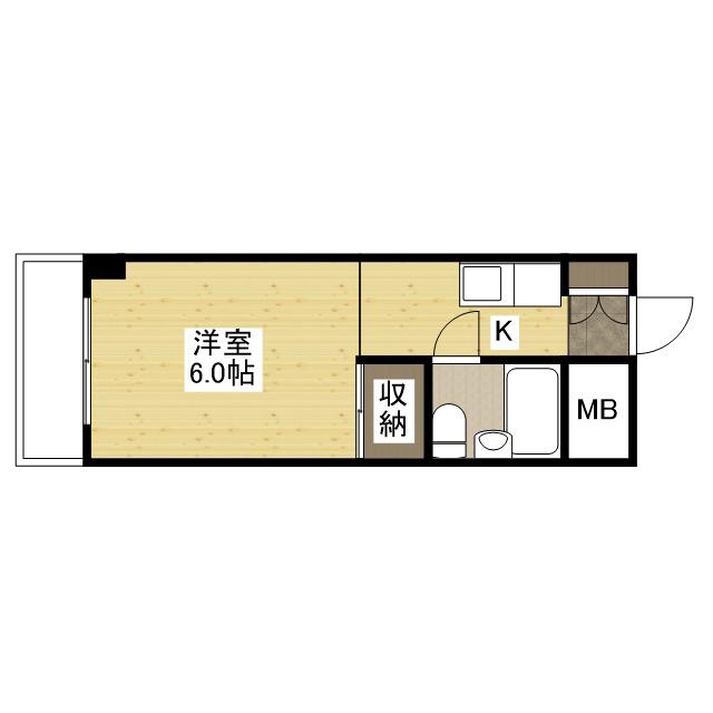 JR山陽本線 東福山駅 徒歩4分 8階建 築35年(1K/4階)の間取り写真