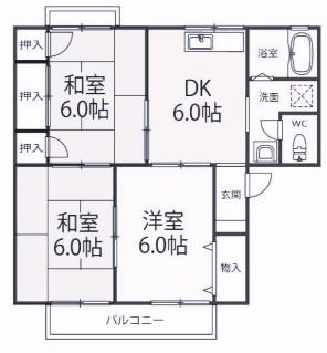 フレマリール高苗代(3DK/1階)の間取り写真