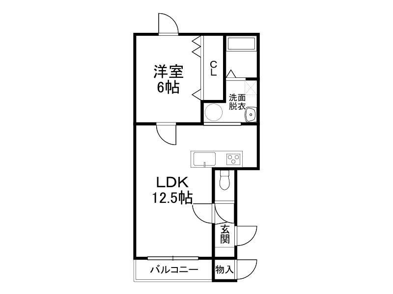 ALPHA IV(1LDK/2階)の間取り写真