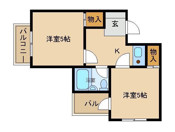 アメニティ新高二番館(2K/8階)の間取り写真