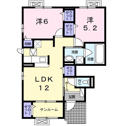 ラブラジュール(2LDK/1階)の間取り写真