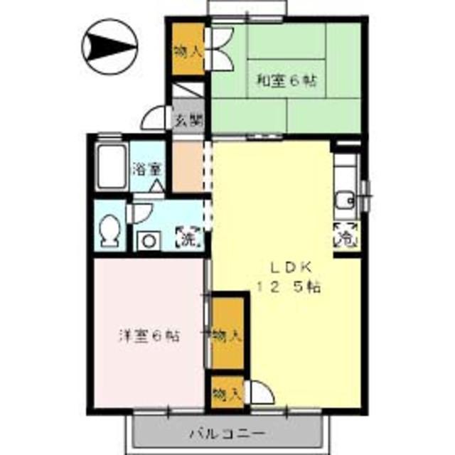 セジュール島本(2LDK/2階)の間取り写真
