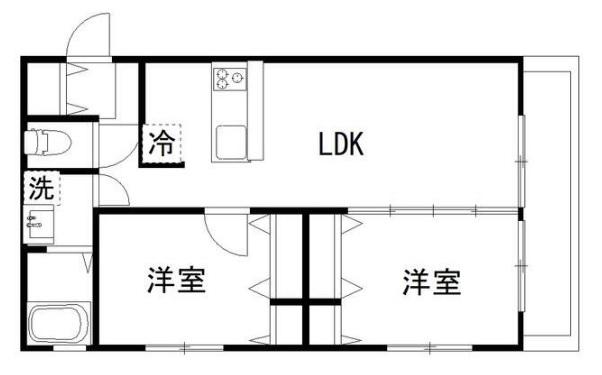 カルディア中央(2LDK/3階)の間取り写真