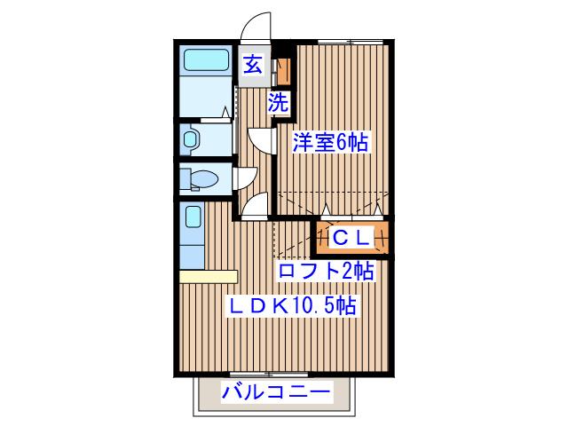 カーサ・ミハス(1LDK/2階)の間取り写真